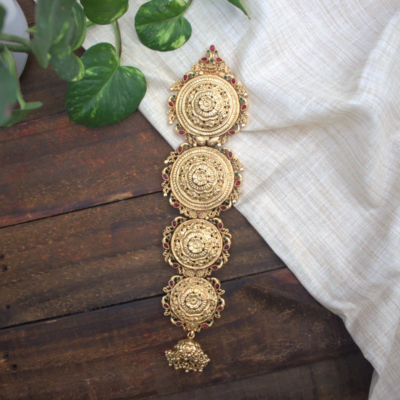 Gold Look Heavy Bridal Kemp Chakra Jada Billai